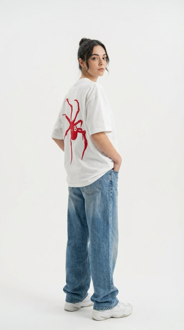WHITE OVERSIZE SPIDER TEE-4
