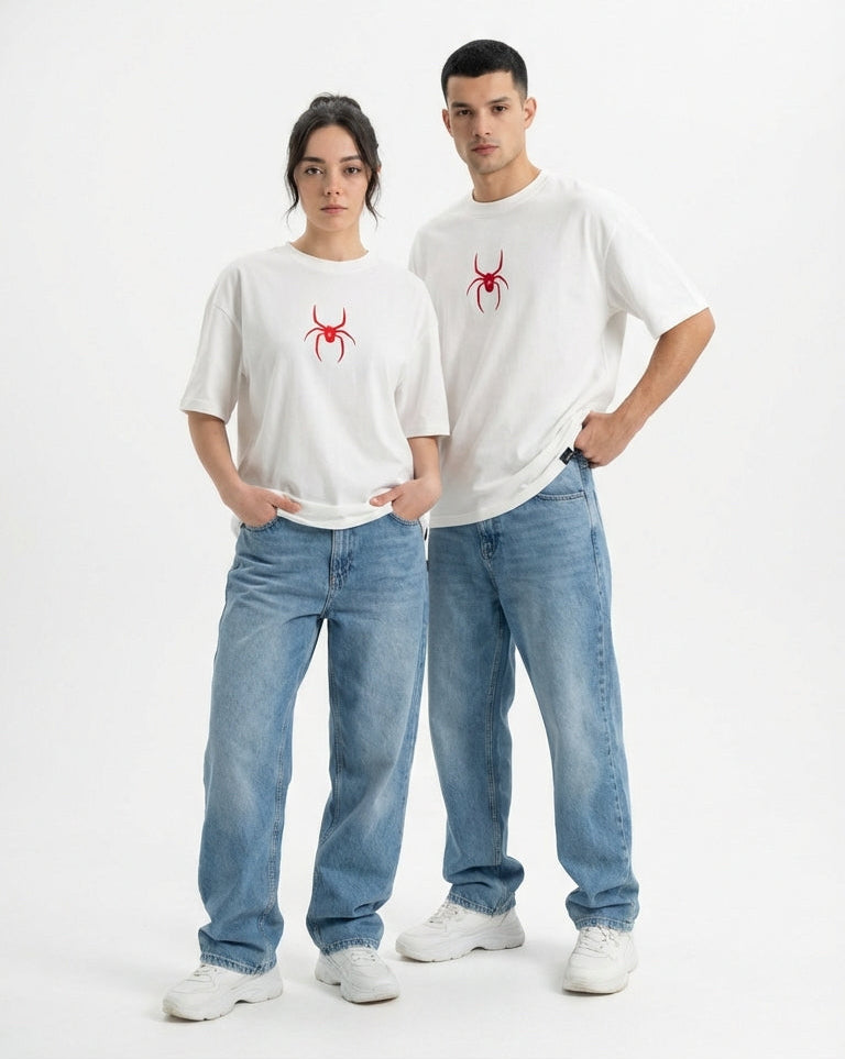 WHITE OVERSIZE SPIDER TEE-5