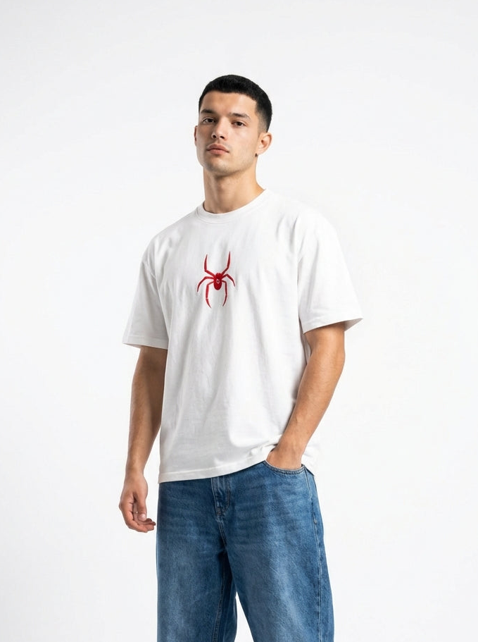 WHITE OVERSIZE SPIDER TEE