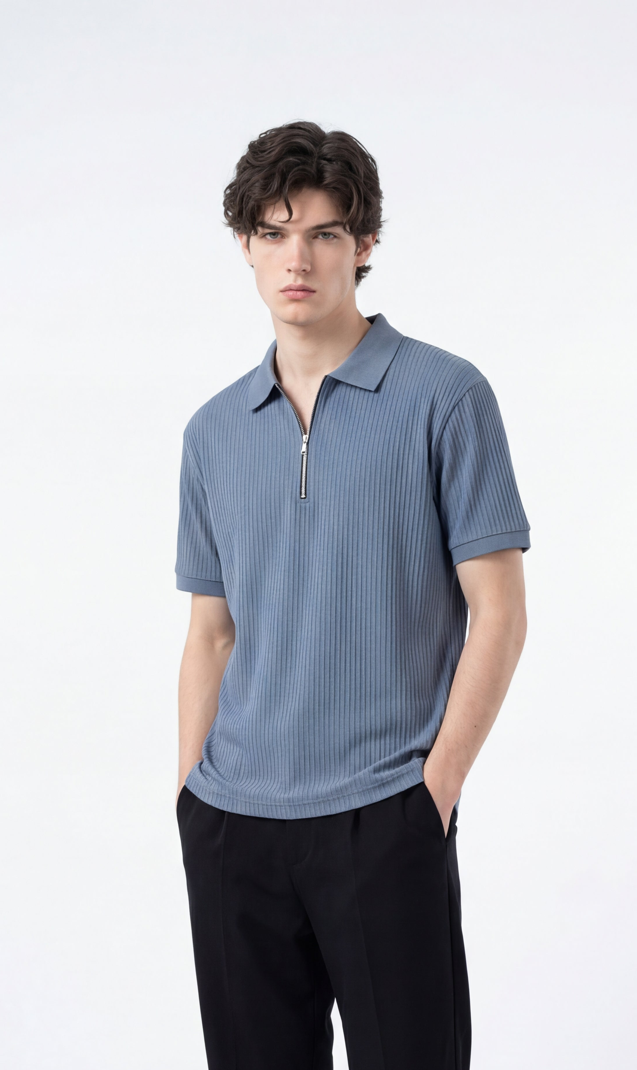 The Sky Vertical-Rib Polo